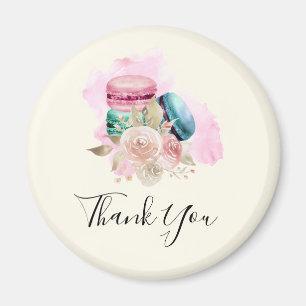 Colorful Macarons en de Waterverf van Bloemen Dank Magneet