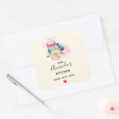 Colorful Macarons en Flowers Waterverf Kitchen Vierkante Sticker (Envelop)