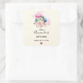 Colorful Macarons en Flowers Waterverf Kitchen Vierkante Sticker (Tas)