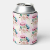 Colorful Macarons en het Patroon van de Waterverf Blikjeskoeler (Blikje Achterkant)