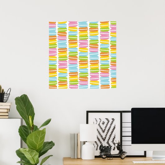 Colorful Macarons Stack Patroon Poster (Thuiskantoor)