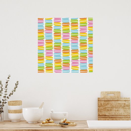 Colorful Macarons Stack Patroon Poster (Keuken)