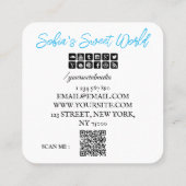 Colorful Macarons Sweets Qr Code Modern Square Vierkante Visitekaartje (Achterkant)