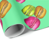 Colorful Macarons waterverf art funky Cadeaupapier (Rol Hoek)