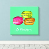 Colorful Macarons waterverf art funky Canvas Afdruk (Insitu (Houten vloer))