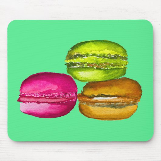 Colorful Macarons waterverf art funky Muismat (Voorkant)