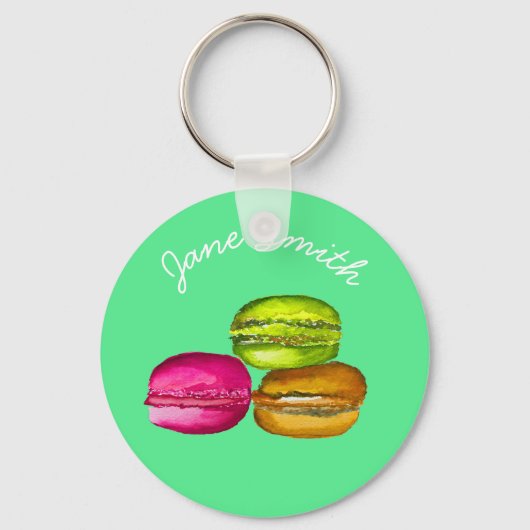 Colorful Macarons waterverf art funky Sleutelhanger (Voorkant)