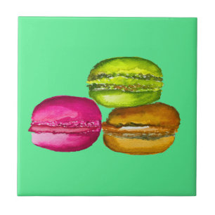 Colorful Macarons waterverf art funky Tegeltje