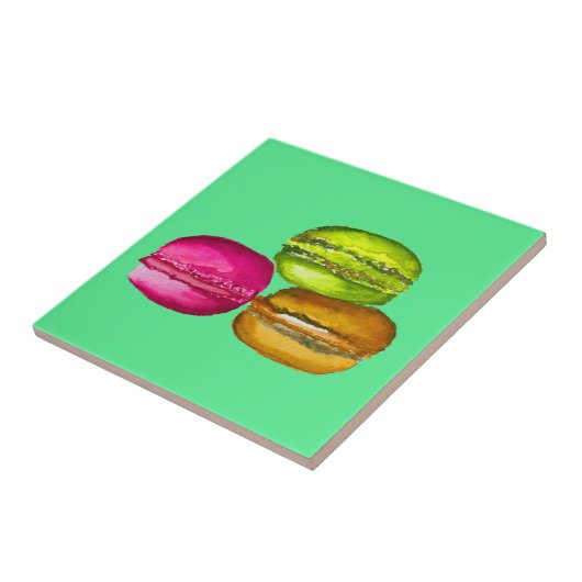 Colorful Macarons waterverf art funky Tegeltje (Zijkant)