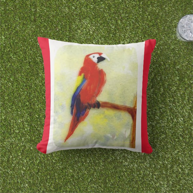 Colorful Macaw Bird Art Buitenkussen (Gras)