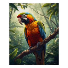 Colorful Macaw Parrot Poster – Tropical Wildlife W