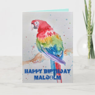 Colorful Macaw Parrot Waterverf Mannen Birthday Kaart