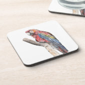 Colorful Macaw Parrot Waterverf Onderzetter (Linkerzijde)