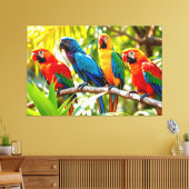 Colorful Macaw Parrots Bird Art Canvas Afdruk (Insitu (Woonkamer))