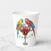 Colorful Macaw Parrots Drink Red Papieren Bekers (Achterkant)