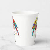 Colorful Macaw Parrots Drink Red Papieren Bekers (Rechts)