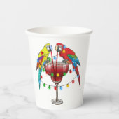 Colorful Macaw Parrots Drink Red Papieren Bekers (Voorkant)