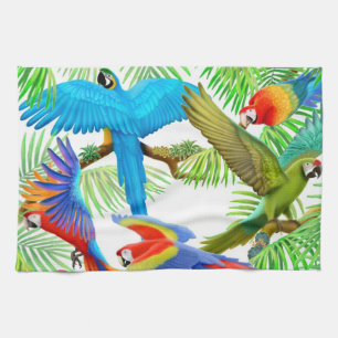 Colorful Macaw Parrots Kitchen Towel Theedoek