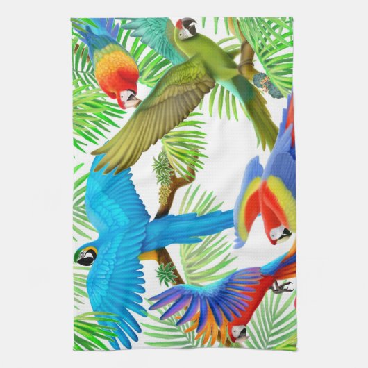 Colorful Macaw Parrots Kitchen Towel Theedoek (Verticaal)