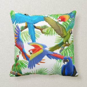 Colorful Macaw Parrots Pillow Kussen