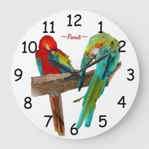 Colorful Macaw Parrots Wall Clock Grote Klok