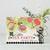 Colorful Mad Hatter Bridal Shower Uitnodiging (Staand voorkant)