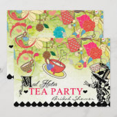 Colorful Mad Hatter Bridal Shower Uitnodiging (Voorkant / Achterkant)