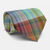 Colorful Madras Pset Stripe Patroon Stropdas (Opgerold)