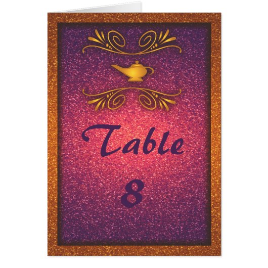 Colorful Magic Lamp Wedding Table Number Kaart (Voorkant)