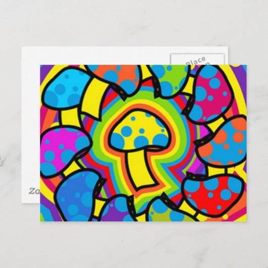 Colorful Magic Mushrooms Briefkaart (Voorkant / Achterkant)