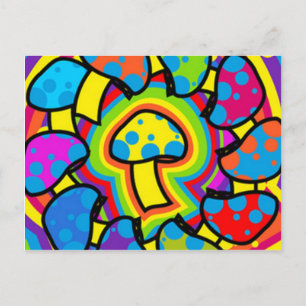 Colorful Magic Mushrooms Briefkaart