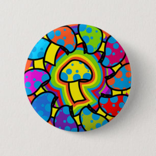 Colorful Magic Mushrooms Ronde Button 5,7 Cm