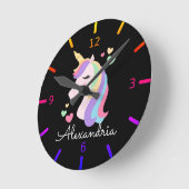 Colorful Magical Unicorn Ronde Klok (Hoek)