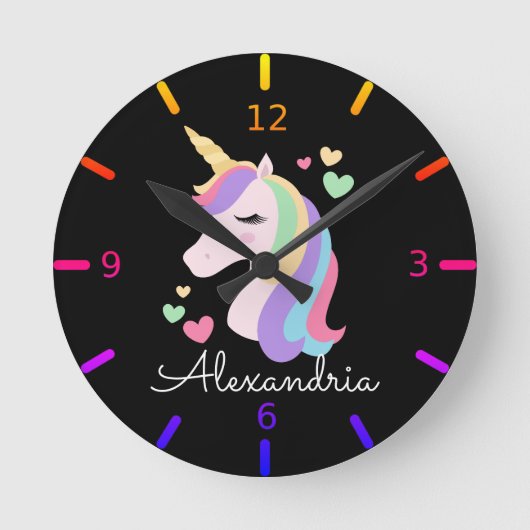 Colorful Magical Unicorn Ronde Klok (Voorkant)