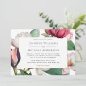 Colorful Magnolia Blossom Elegant Floral Wedding Kaart (Staand voorkant)