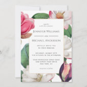 Colorful Magnolia Blossom Elegant Floral Wedding Kaart (Voorkant)