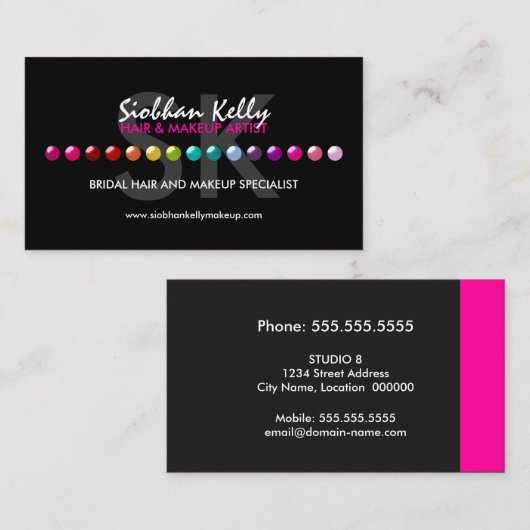 Colorful Makeup Artist Monogram Visitekaartje (Voorkant / Achterkant)