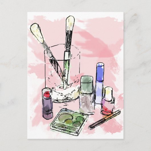 Colorful Makeup Illlustratie Briefkaart (Voorkant)