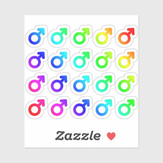 Colorful Male Gender Symbols Tiny Rainbow Pride Sticker (Vel)