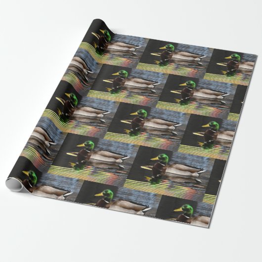Colorful Mallard Duck Water Reflectie Cadeaupapier (Uitgerold)
