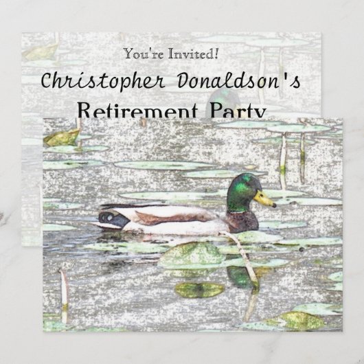 Colorful Mallard-eend Art Retirement uitnodiging (Voorkant / Achterkant)