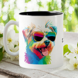 Colorful Maltese pop-up Dog mam gepersonaliseerd Tweekleurige Koffiemok