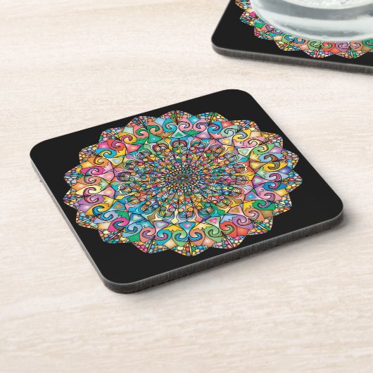 Colorful Mandala Art Beverage Coaster Bier Onderzetter (Linkerzijde)