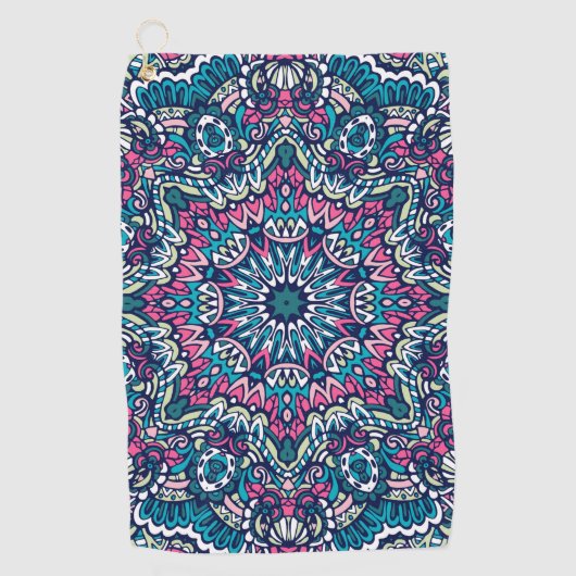 Colorful Mandala Aztec Pattern Indian Mexican Ethn Golfhanddoek (Voorkant)