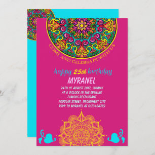 Colorful Mandala Birthday Uitnodiging