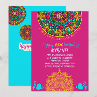 Colorful Mandala Birthday Uitnodiging