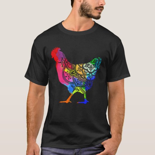 Colorful Mandala Chicken Farmer T-shirt (Voorkant)