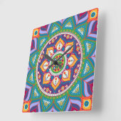 Colorful Mandala Clock Vierkante Klok (Hoek)