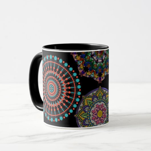 Colorful Mandala Coffee Mok (Voorkant links)