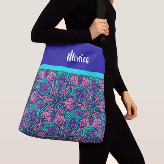 Colorful Mandala Design, Paarse roze Aqua Crossbody Tas (Dichtbij)